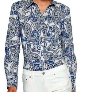 Banana Republic Blue Paisley Print Classic Fit Shirt Size XS